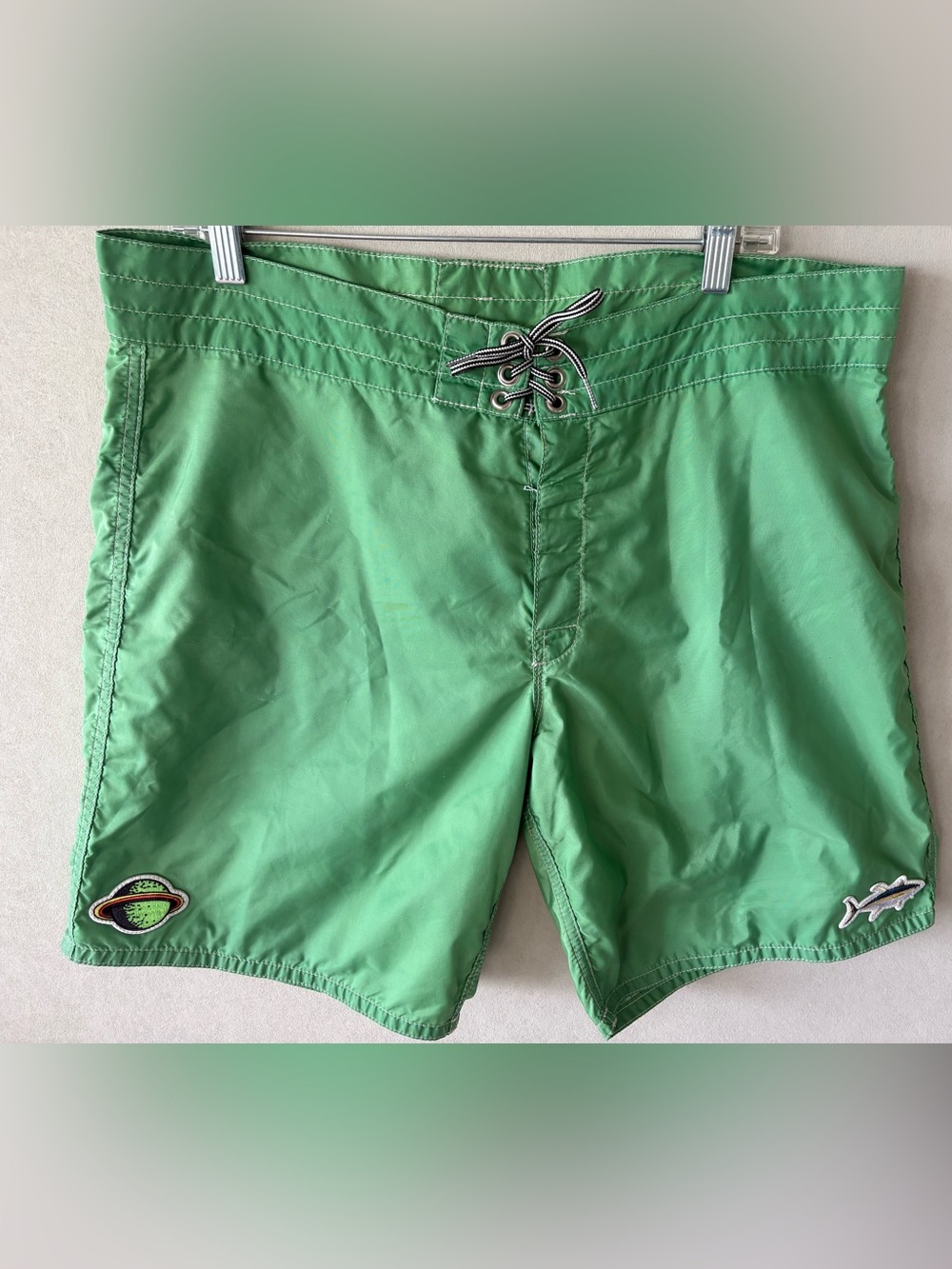 Men's Birdwell Beach Britches Green Swim Trunks - Classic Lace-Up Waist sz 36